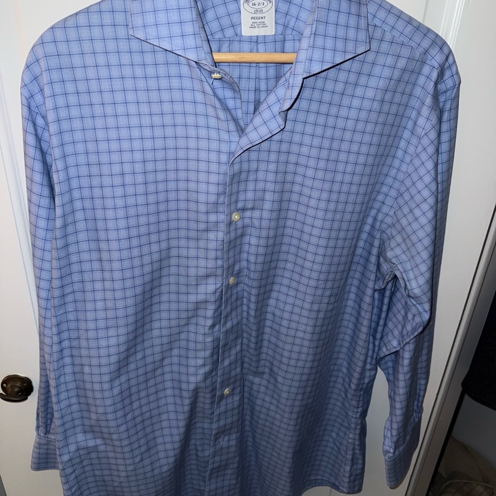 Brooks Brothers Blue Dress Shirt Classic Check Pattern